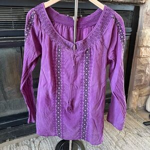 Nine West Vintage America Women’s Purple Embroidered Top